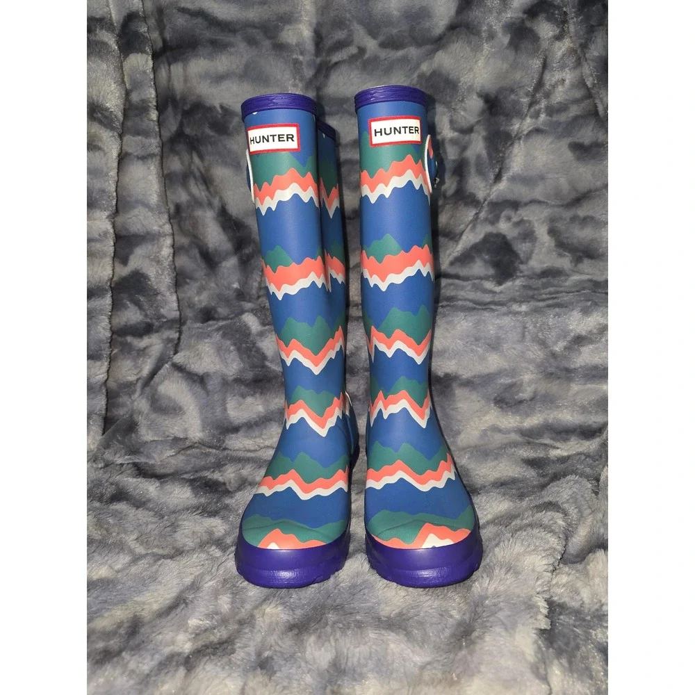 NWB Hunter Big Kids Original Storm Stripe tall Rain Boots 4 youth / 5 women‎
